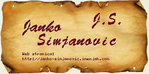 Janko Simjanović vizit kartica